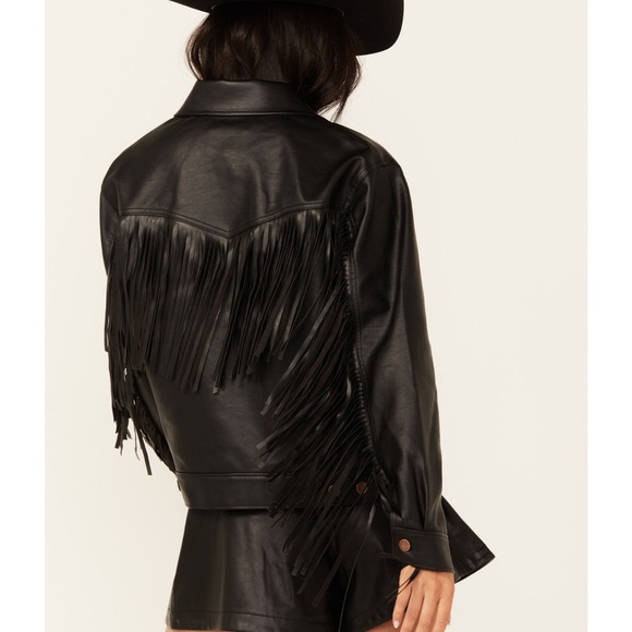 🤠Wrangler Festival Wear Faux Leather Fringe  Over Sized Jacket Medium - Picture 6 of 15